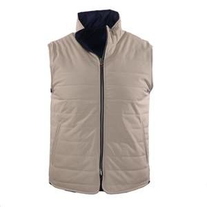 NEW HAGEN men's flannel & microfiber reversible vest in tan/navy